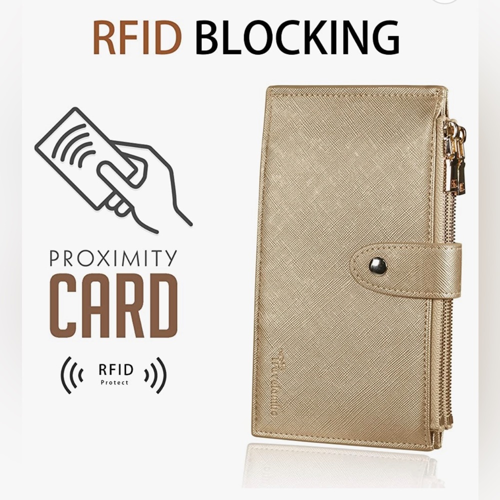 Travelambo Womens Wallet RFID Blocking Bifold Multi Card Case Wallet with Zipper - Picture 3 of 5
